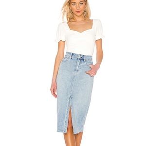 We the free- free people denim jean midi skirt with slit